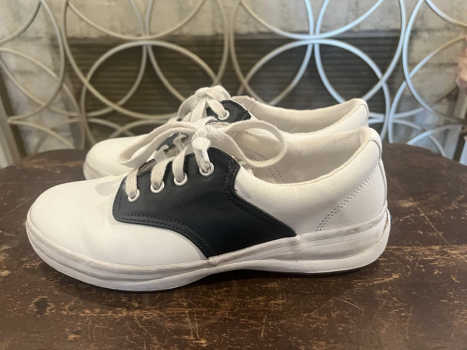 Оксфорды для девочек KEDS белые темно-синие кожаные туфли на шнуровке размер США 3 ношенные ОДИН РАЗ - Изображение 4 из 4