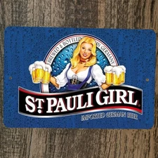 St Pauli Girl Imported German Beer 8x12 Metal Wall Sign