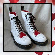 Dr Martens 1460 Bentley II White Leather Red ??Heart ??Ankle Brogues UK4 US 6