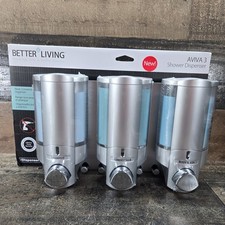 Better Living Products AVIVA 3 Pack Shower Dispenser New