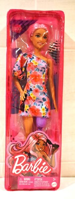 Barbie Puppe blonde Haare Farbtöne hübsches Kleid falsches Bein Reißverschluss Paket von Mattel