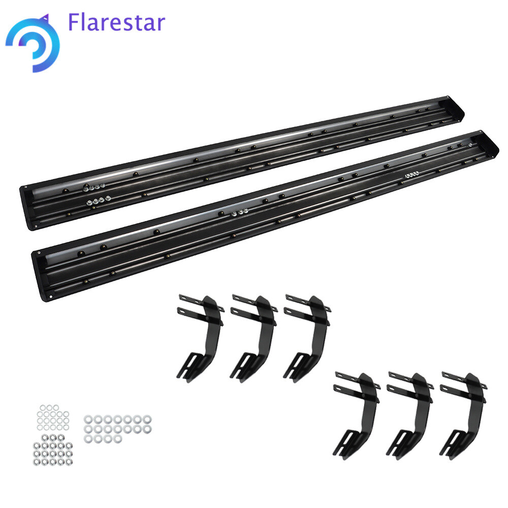 6.75" Flat Side Steps Nerf Bars For 2019-2024 Ram 1500 Quad Cab - Chrome/Black, 450lb Capacity
