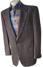 Burberry's Men's 42L Brown Plaid Two Button Blazer Sport Jacket Vintage