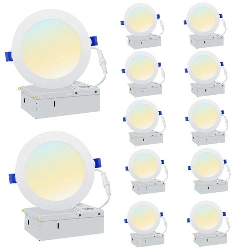 6 12 24 Pack 6" Inch Ultra Thin LED Recessed Ceiling Lights with Junction Box