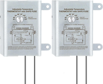 2PACK 10 Amp Attic Fan Thermostat Control, Programmable Thermostat with Adjustab