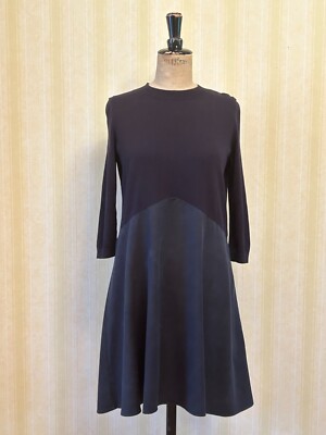 princess polly baby blue dress COS, 3/4 sleeve dress, Navy Blue, S, cotton & lyocell