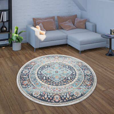 In- & Outdoor-Teppich Für Balkon Terrasse, Kurzflor Mit Orient-Design In Blau