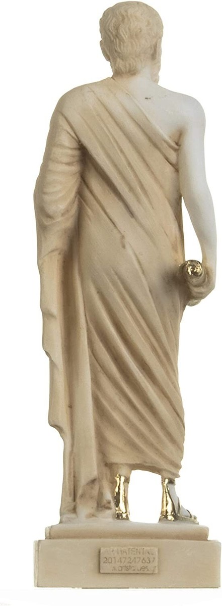 Statua Busto Di Socrate In Alabastro Con Base Marmo - Scultura Decorativa 19 Cm, Tono Oro, Per Collezionisti E Regali