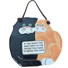 Vintage Smoky Mountain Pottery Cat Wall Plaque Humorous Black Orange 3D 7inch