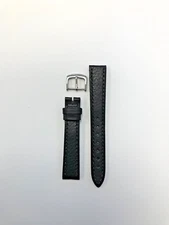 16mm Black Genuine Leather Watch Band - USA