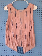 MINE Juniors Top style blouse Color Pink with Blue accent. Size Medium