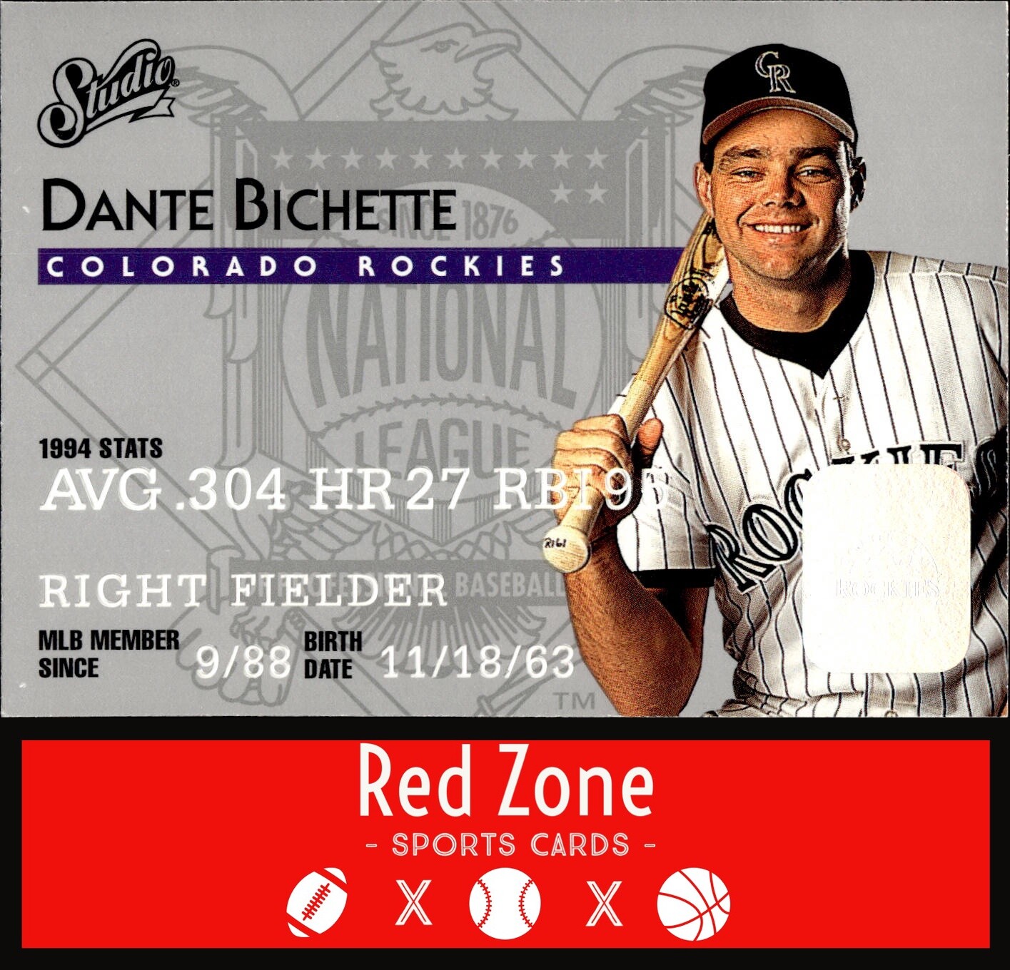 1995 Studio - #71 Dante Bichette NM Set Break.