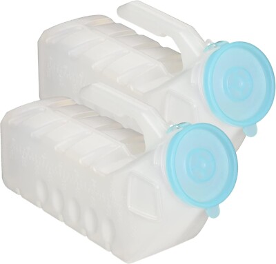 2 -Deluxe Male Urinal with Glow-in-Dark Lid 1000 mL Proof Pop Cap Lid