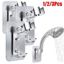 Adjustable Shower Head Holder Rack Handheld Wall Mount Bathroom Bracket w/ Hook