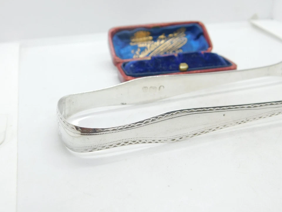 Newcastle Assay Sterling Silver Bright Cut Sugar Tongs Antique c1795 T.Watson - Image 4 of 4