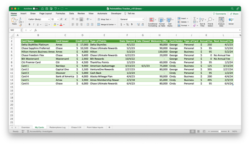 Credit Card Points & Miles Tracker - Travel Hacking Spreadsheet - Chase 5/24 - Picture 9 of 12