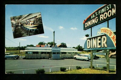 Virginia VA postcard Winchester, Duff's Diner Restaurant advertising chrome