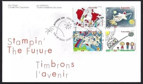 Canada FDC 2000 Stampin' the Future, mint block of 4, sc#1862a [v3]