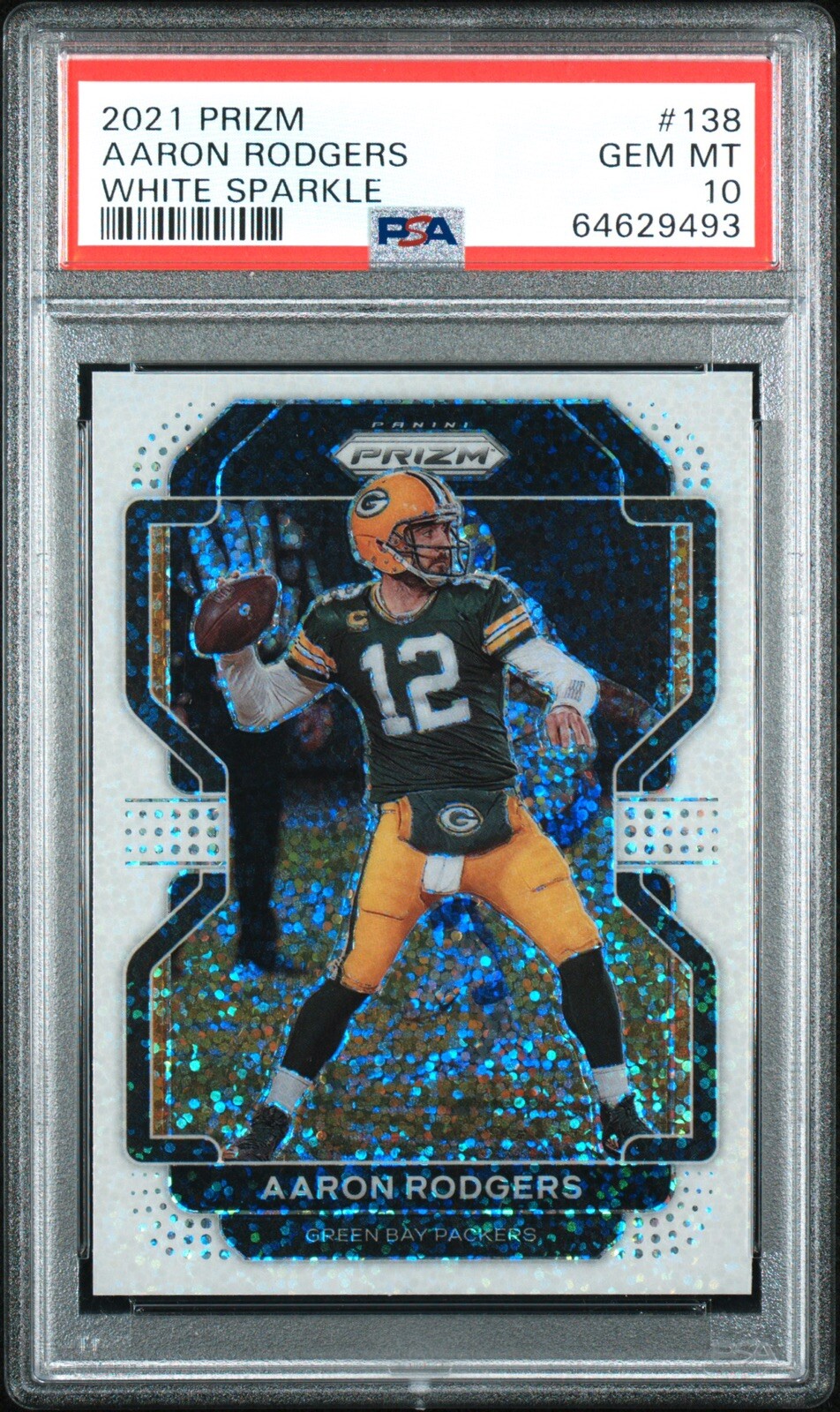 AARON RODGERS 2021 PANINI PRIZM WHITE SPARKLE PRIZM PSA GEM MINT 10 SSP