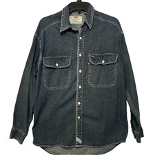 Levi's Strauss Vintage Green Label Hong Kong Cool Pearl Denim Jean Shirt Medium