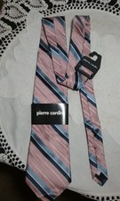 Vintage Pierre Cardin Silk Neck Tie Striped Pink Blue Made in USA 58" x 4"