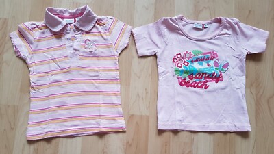 2 x BERTI NKD TSHIRT T-SHIRT OBERTEIL KURZARM POLOSHIRT ROSA 98 BASIC BAUMWOLLE