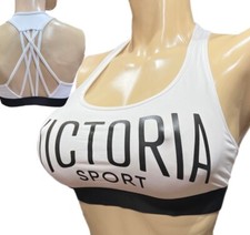 Victoria Secret Player Victoria Sport Strappy Racerback Sports Bra Medium White
