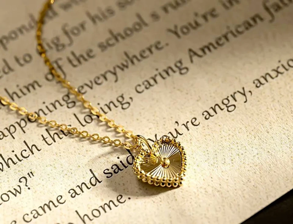 Colgante de corazón para mujer enchapado en oro amarillo de 14K 100 % plata de ley 925 pura Foto 4 de 4