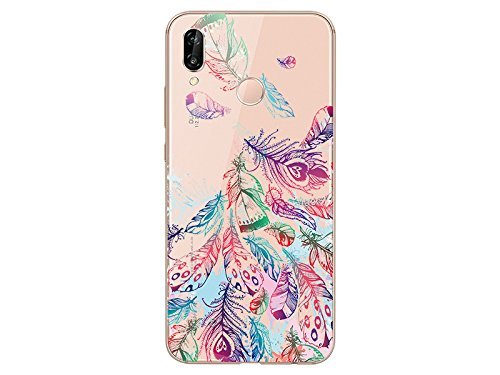 Coque Souple Gel Huawei P20 Lite - Motif Plume Bleue - Protection Anti-choc - Neuf Sous Blister - Marque Novago