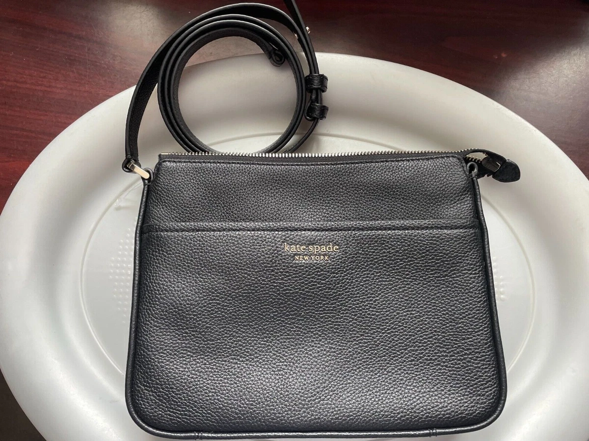 KATE SPADE CROSSBODY PURSE LEATHER BLACK NEW ***FLAWED