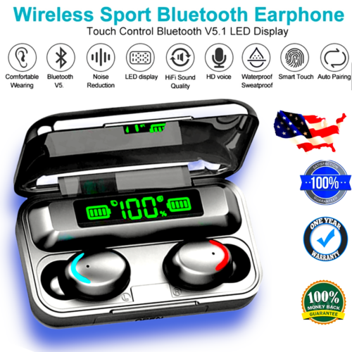 Waterproof Bluetooth 5.1 Earbuds Stereo Sport Wireless Headphones in Ear Headset