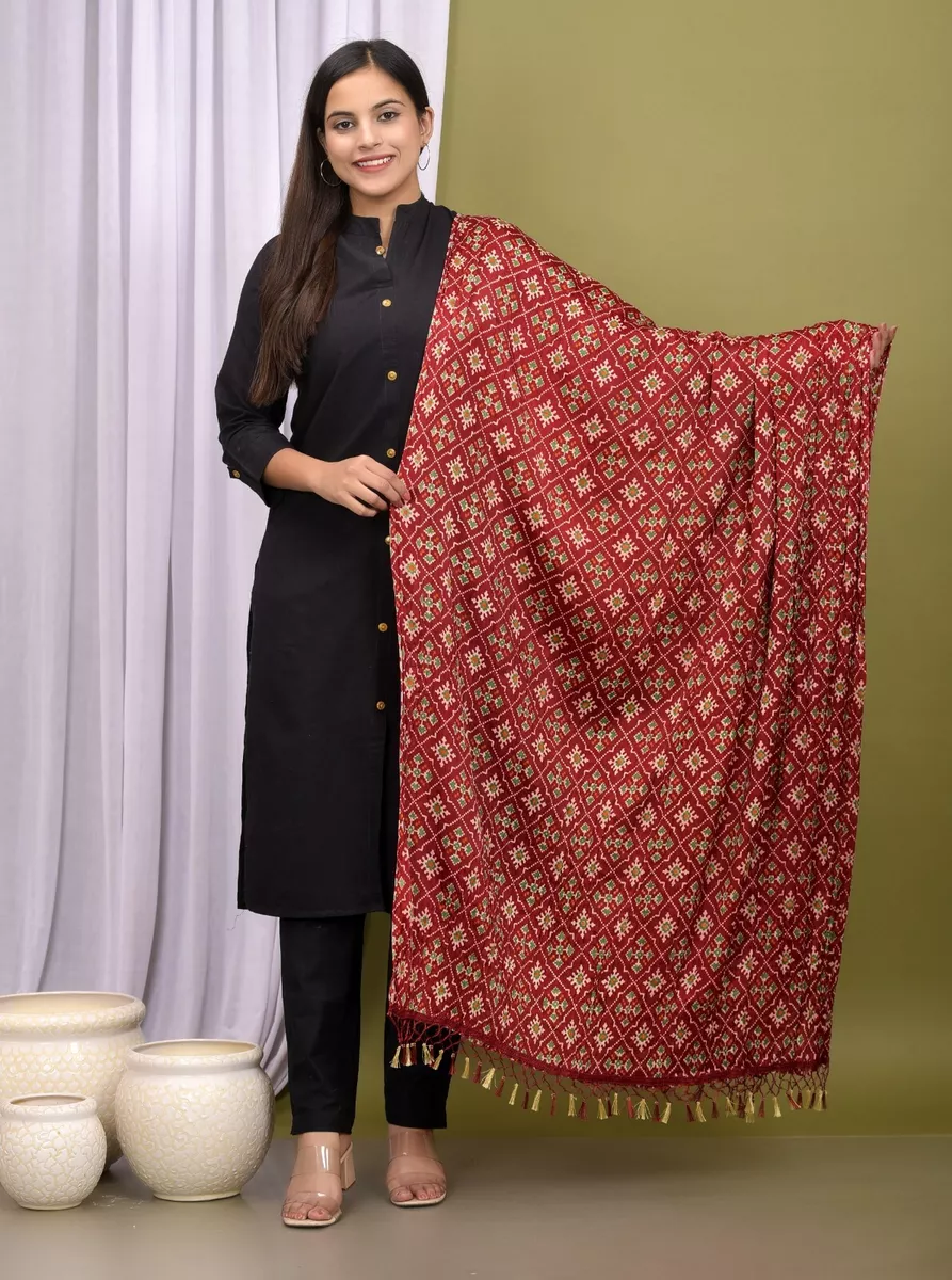 Dupatta Women Indian Ikat Printed Stole Silk Scarf Party Wear Shawl Large  84X42u0026#034; | eBay