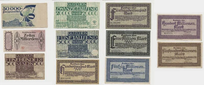 Siegburg Rheinland 11 Notgeldscheine inflation Notgeld ( 380 - Bild 1 von 4
