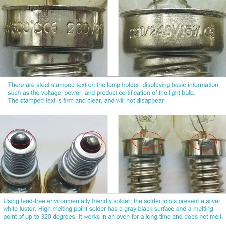 SINCO T22 15W25W Cooker Hood Lamp Filament Salt Bulb Oven Light Heat