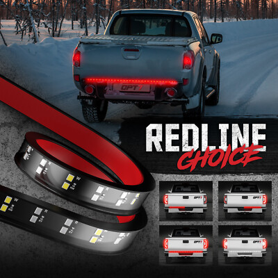 OPT7 60'' LED Tailgate Light Bar Strip Double Row Flexible Red/White Break Revers