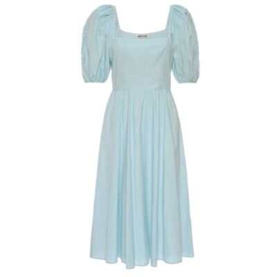 St Roche NWT Vista Duck Egg Blue Puff Sleeve Embroidered Midi Dress 2 MSRP $425