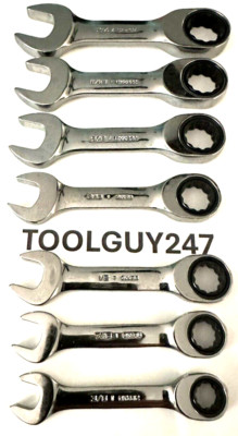 SNAP ON TOOLS OXKR707 7pc SAE 0° Offset Short Ratcheting Combo