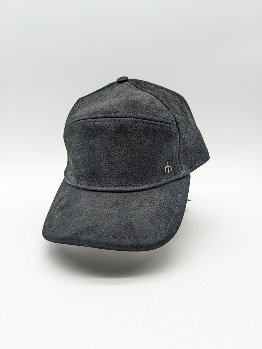 RAG & BONE Mercer cow nubuck leather baseball cap hat - BLACK