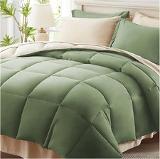 Queen Comforter Set 7 Piece, Sage Green Bed in a Bag with Sheets, All Season Bed