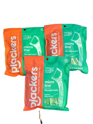 Plackers Dental Floss Picks Micro Line Fresh Mint (150 Count) 3 Packs ...