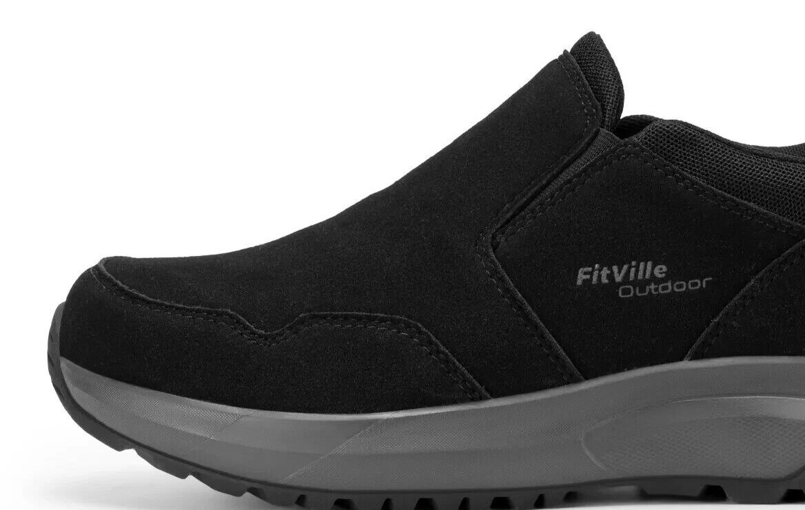 FitVille Marca mens Black suede SlipOn Shoes Arch Heel Support Recovery Sho~8.5W image 10