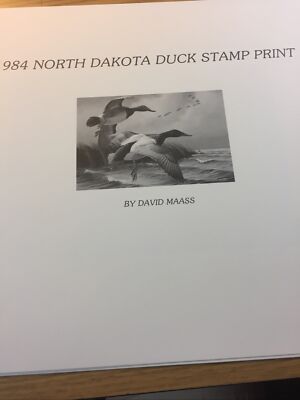 David Maass,1984,N.Dakota Duck Print,302/3438 Redheads,No Stamp ,Mint.