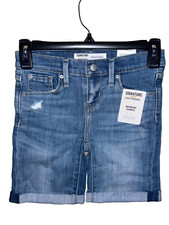 Signature Gold Levi Strauss  Co Girls Roll Cuff Denim Jean Bermuda Shorts SZ 6X