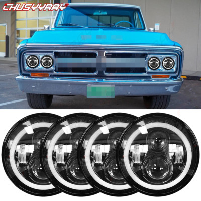 4PCS 5.75'' 5-3/4'' Round Led Headlights for GMC C15/C1500 Pickup C2500 Suburban