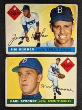 1955 Topps Baseball Lot 2 Cards Jim Hughes Karl Spooner