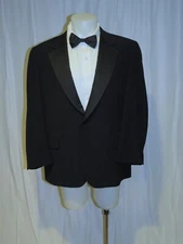 Oxxford Clothes Vintage Solid Black One Button Tuxedo Jacket 44