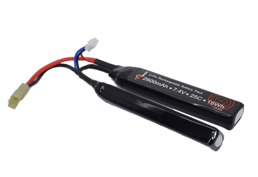 Airsoft Battery 7.4V 2600mAh 25C LiPo Mini Tamiya case  Vapextech Brand 2L LP305