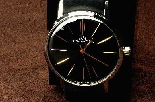 Men's LUCH Mechanical Watch Luxury Ultra SLIM leather strap POLJOT De Luxe