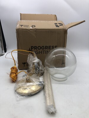 Progress Lighting Penn 1-Light Natural Brass Pendant with Clear Glass