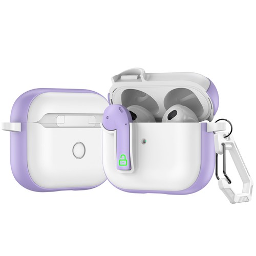 Secure Lock Clip Rugged Shockproof Case w/ keychain For Airpods 4/3/2/1 Pro 1/2 - Picture 4 of 23